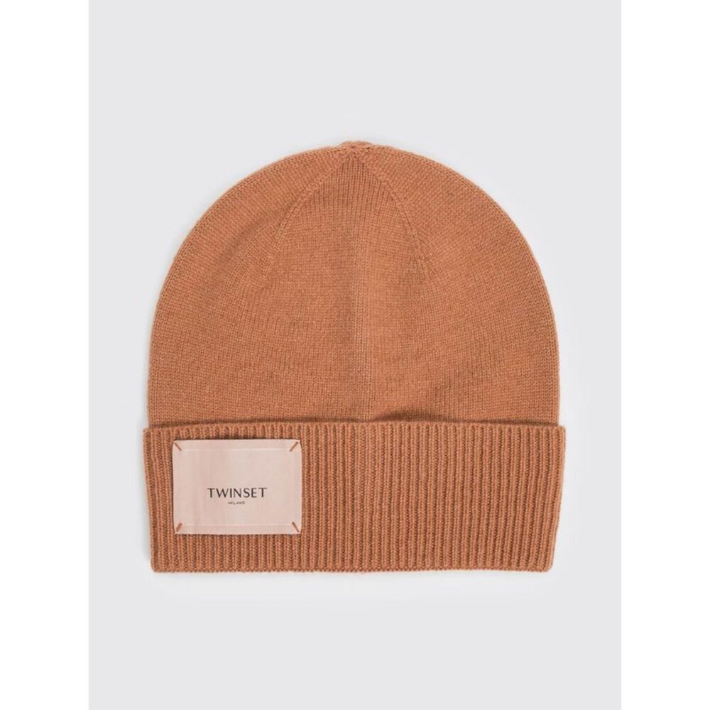 Twinset Women Wool And Cashmere Blend Beanie Hat Twinset With Cuff